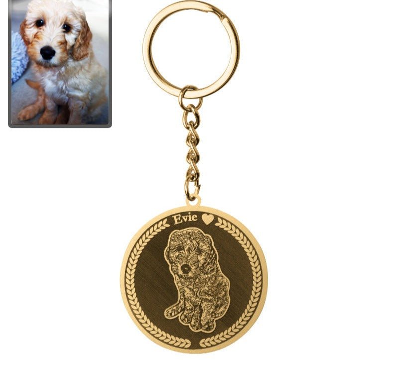 Porte-clés Silhouette de chien médaillon rond