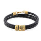 Herrenarmband aus schwarzem Leder – personalisierbar mit Verzierungen in Silber oder Gold 