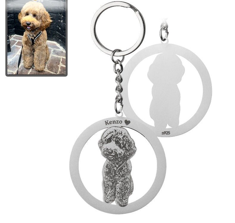 Porte-clés Silhouette de chien cercle